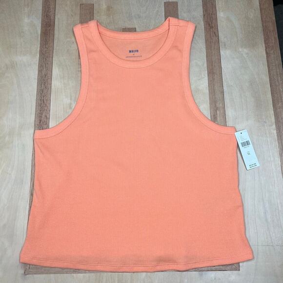 Anthropologie Maeve The Blair Cropped Racerback Baby Tee Size XL Peach Tank NWT - Picture 3 of 9